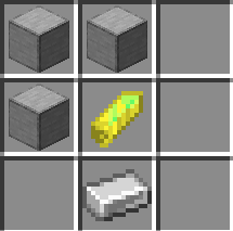 3 smooth stone in the top left, top middle, and left middle. One exp crystal in the center, and an iron ingot in the bottom center