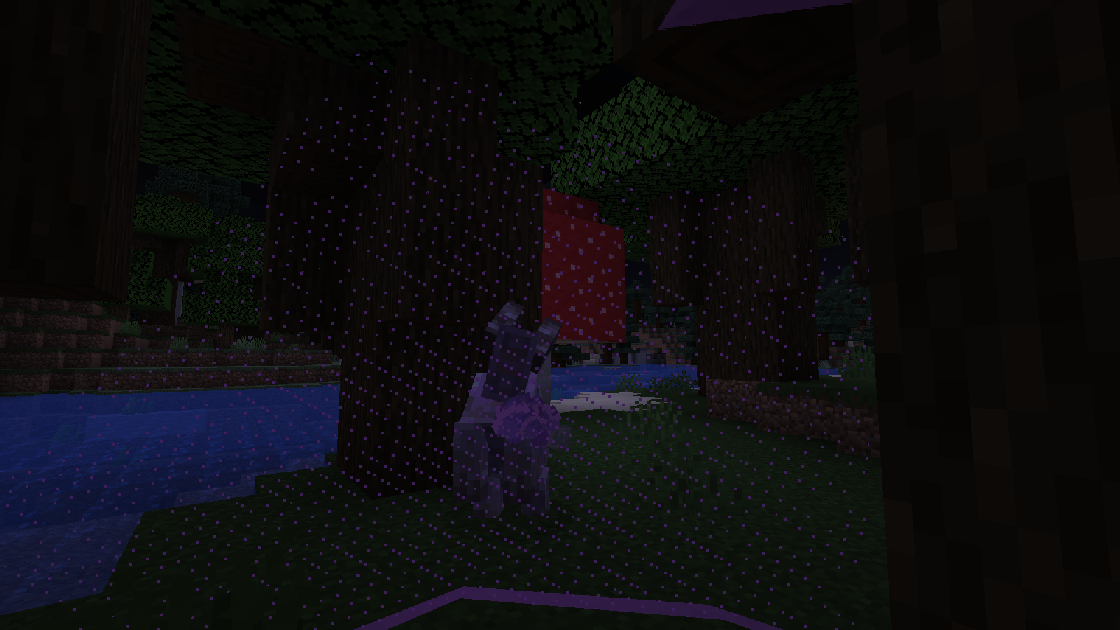 Vertigo charging up the spit attack in a dark forest near a river.