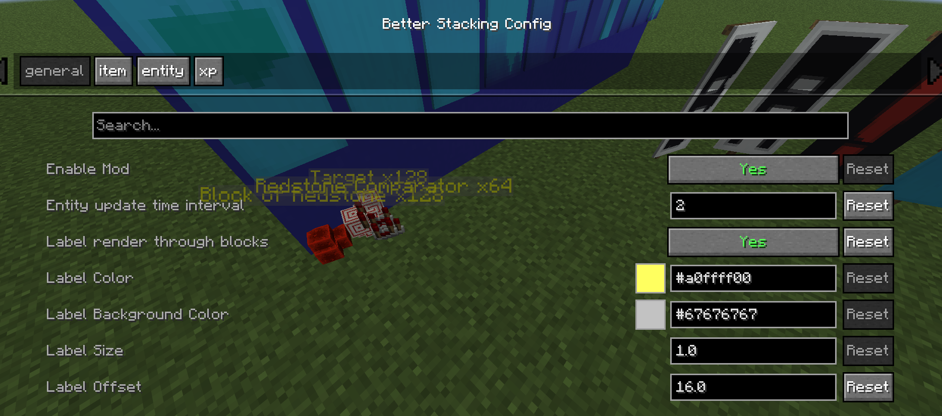 Config screen