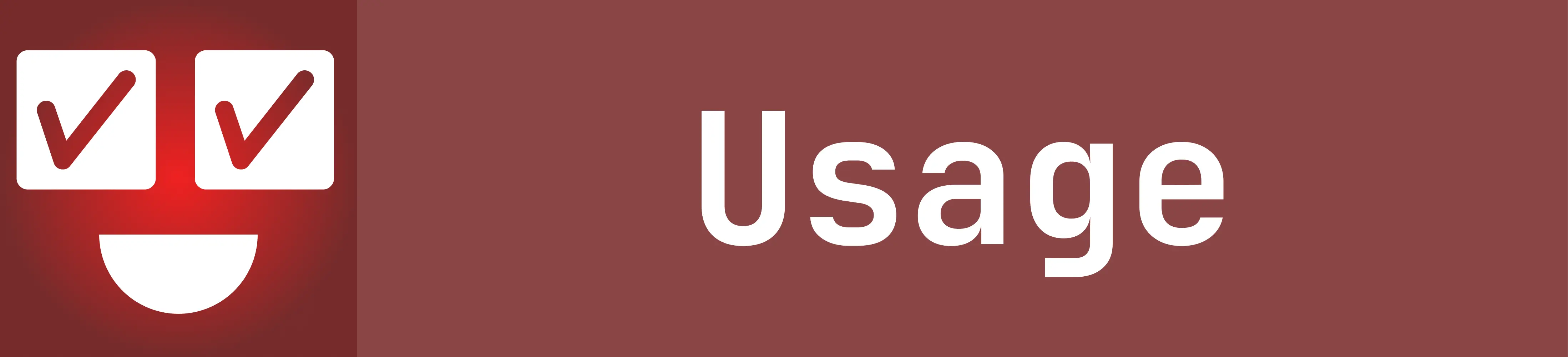 A red banner that says "Usage"