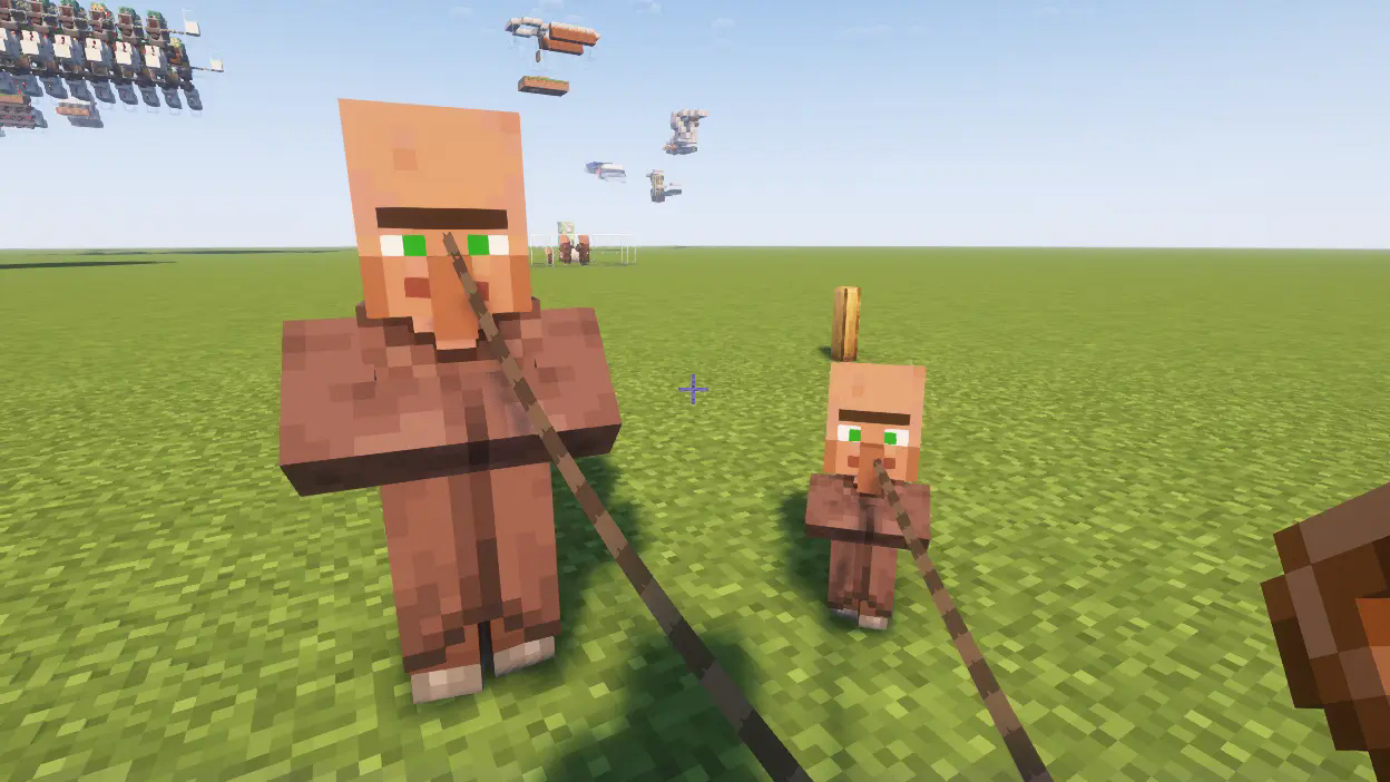 Villager and Baby Villager Tied to Player