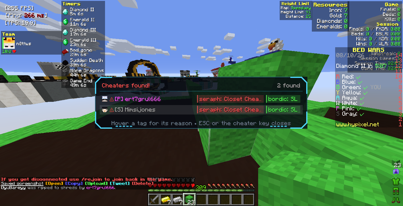 Cheaters list are showing as their respective color of their team