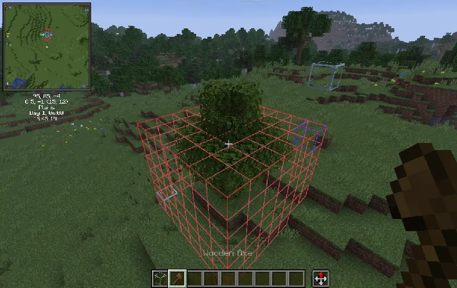 WorldEdit selection with Axiom selection half-way overlapping CUI region.
