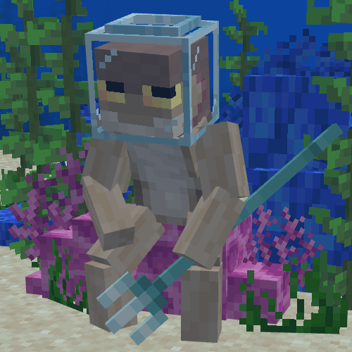 A blockbench model wearing a fish bowl.