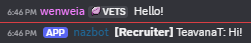 Discord msg from the bridge