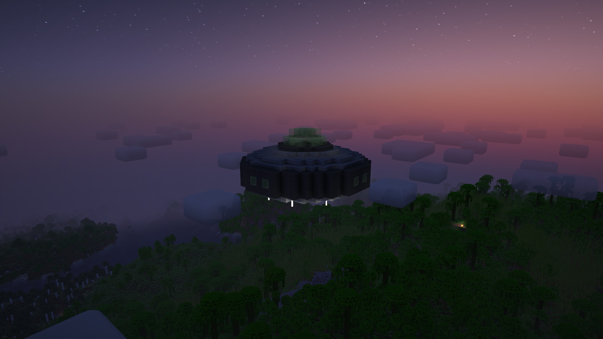 The UFO, seen floating in the sky.
