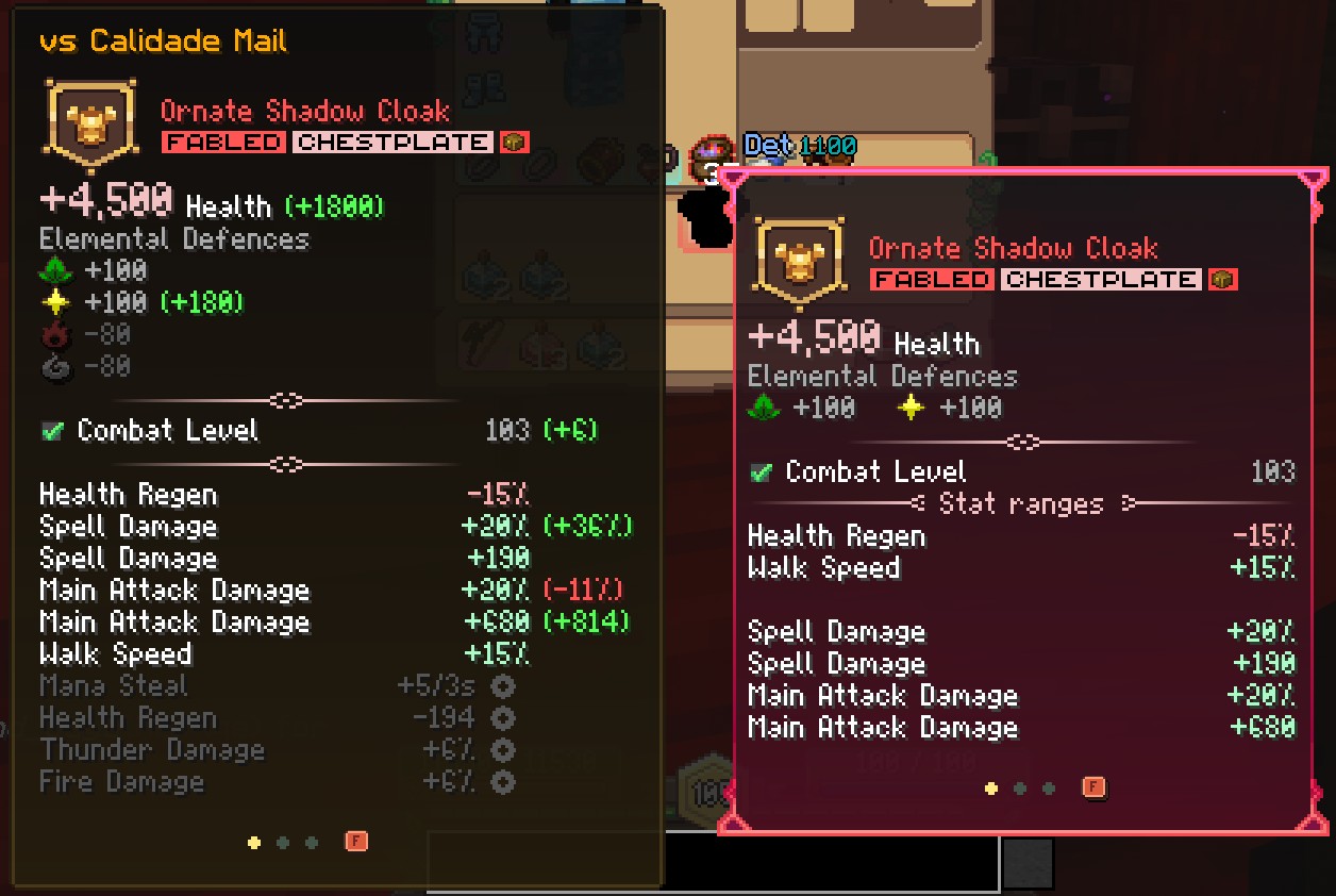detailed comparison on armor tooltip