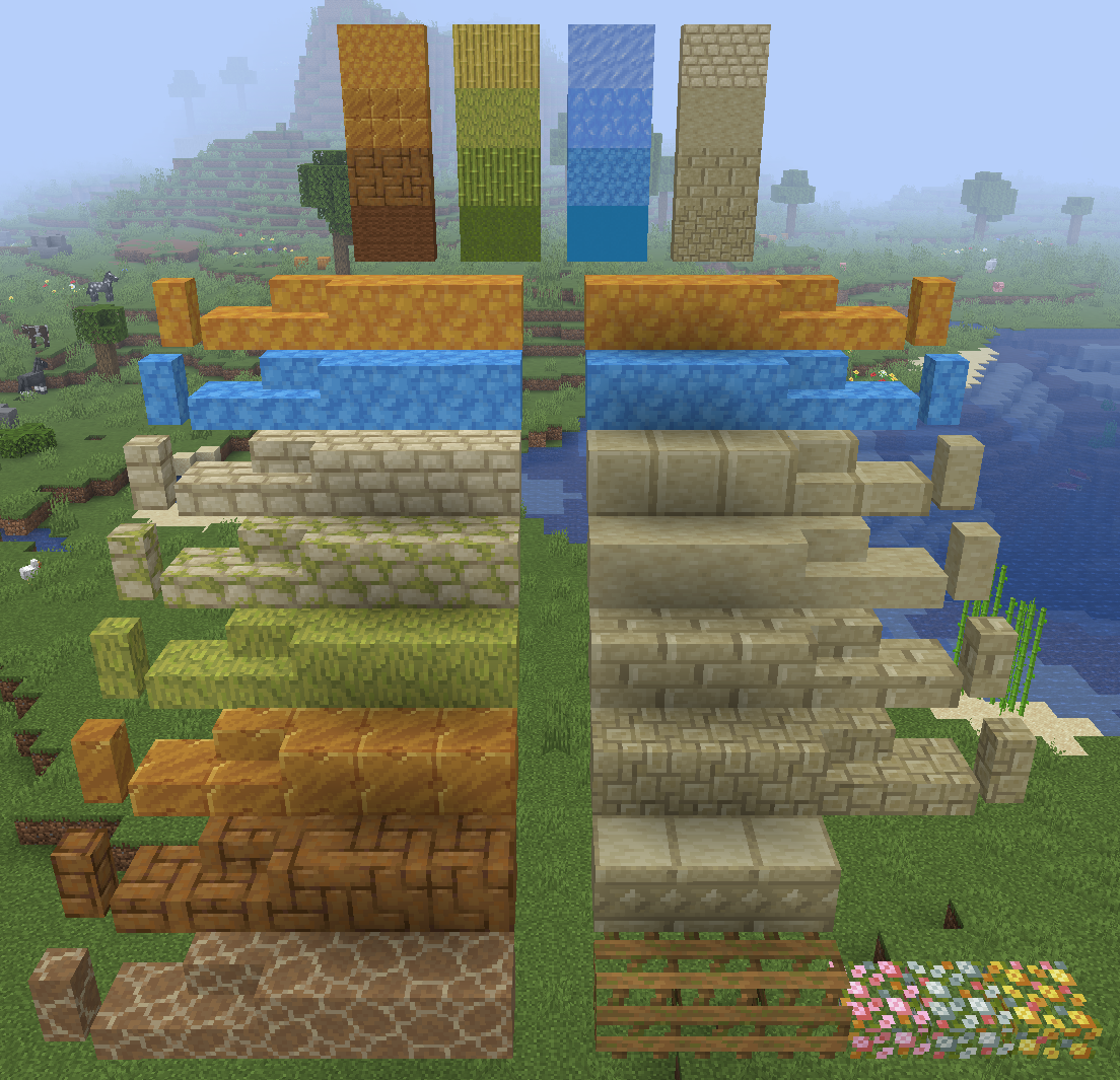 All the blocks added, shown in game
