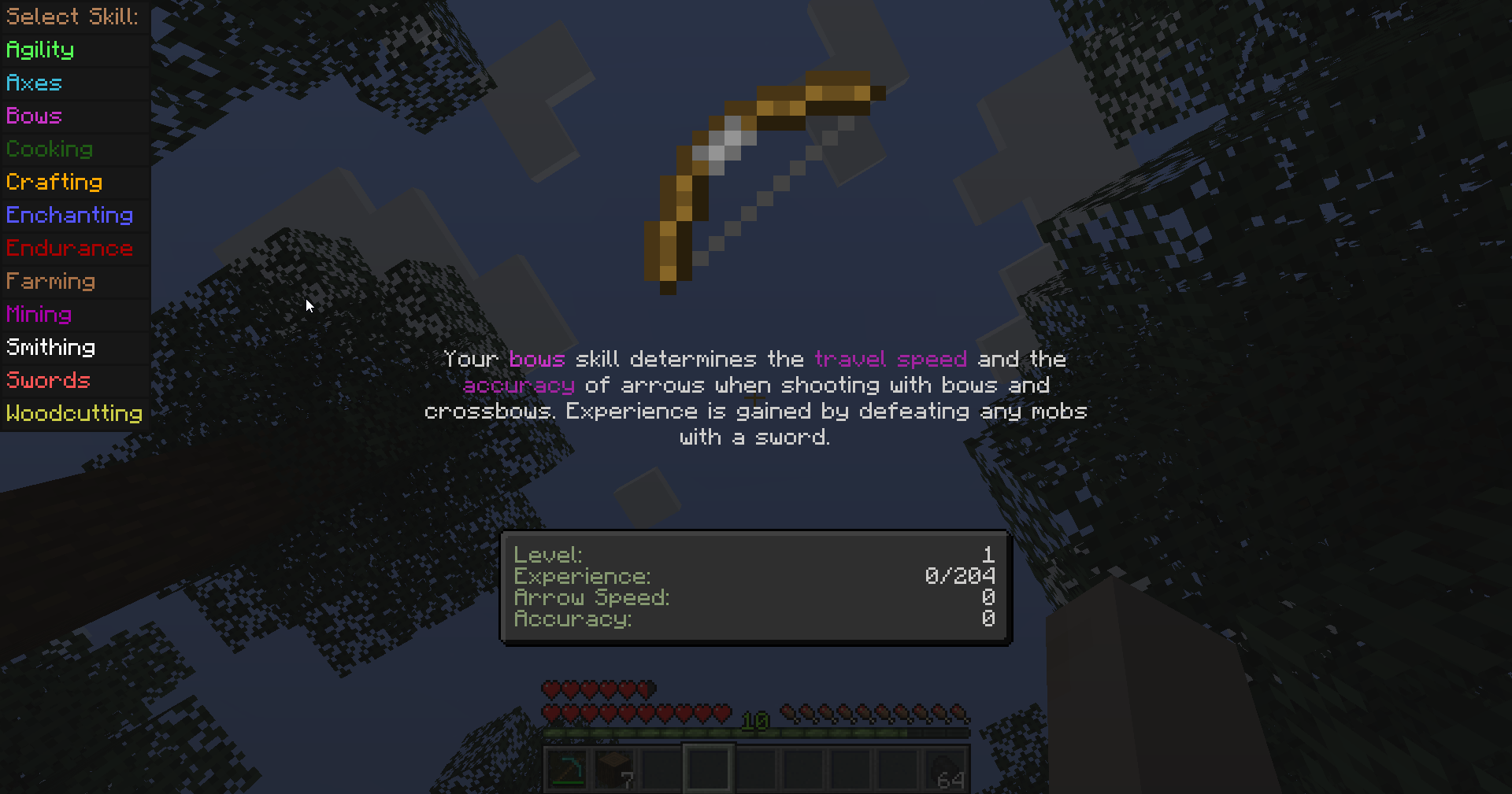 Bows skill screen