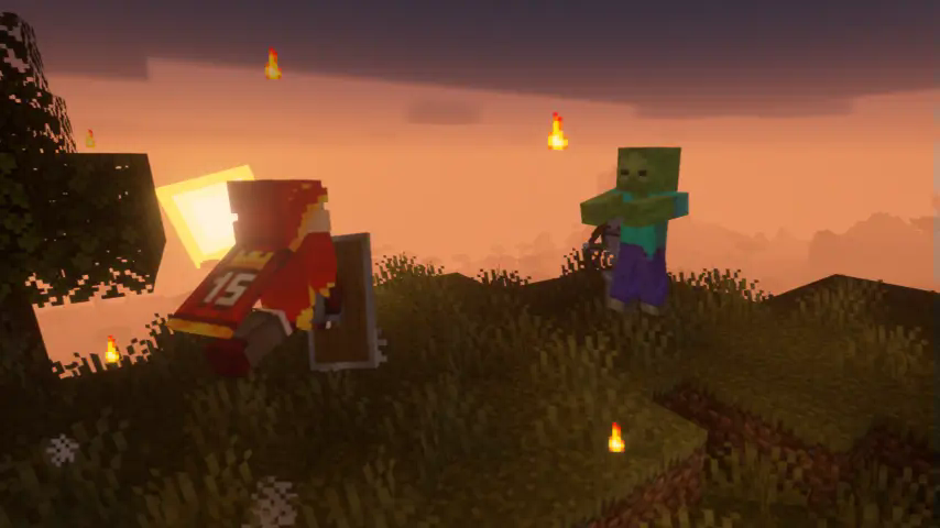 Image: Player dashing towards a skeleton using Shield Bash