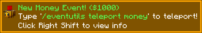 Money event toast notification
