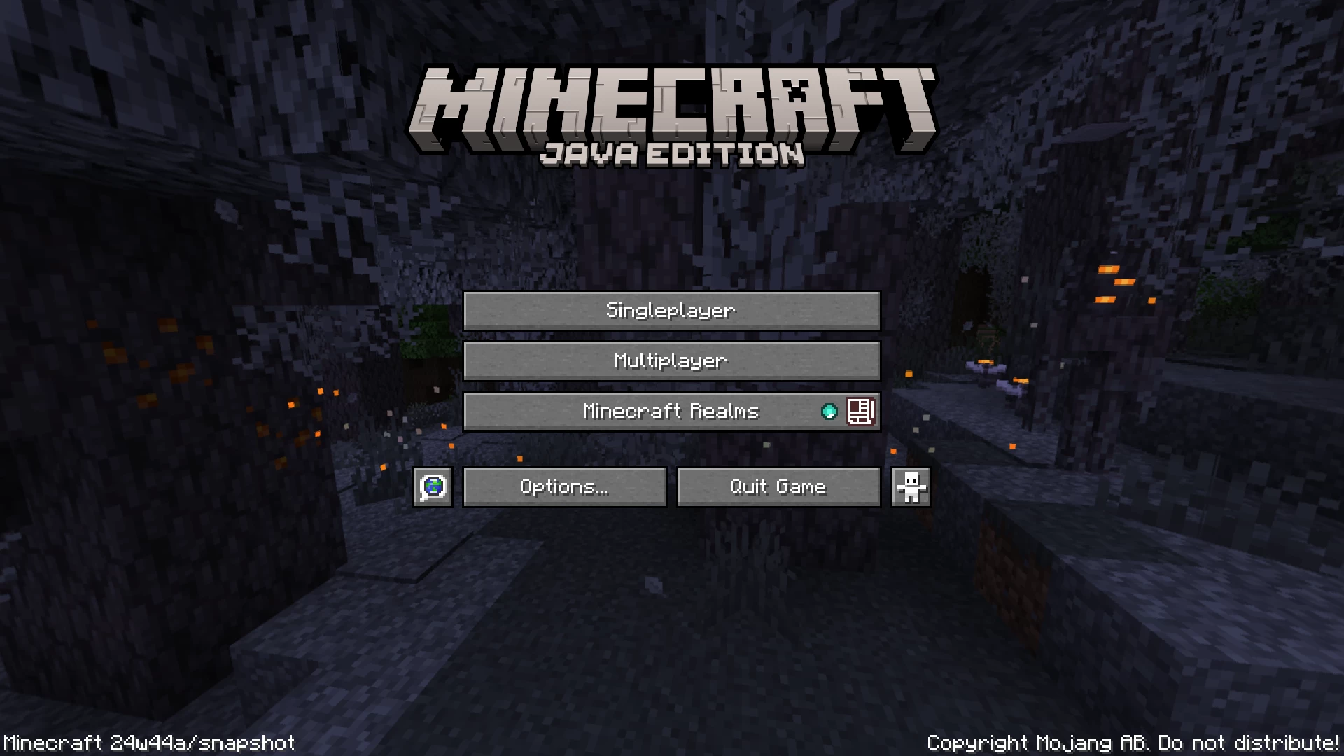 Main menu with enabled resourcepack