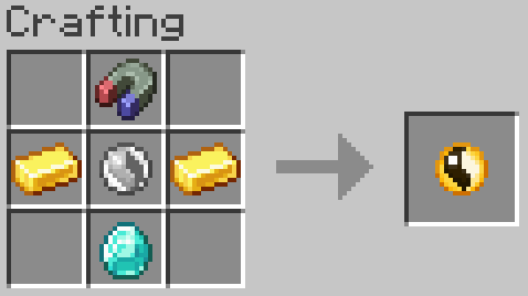 top: magnet, middle: mega stone, sides: gold ingot, bottom: diamond