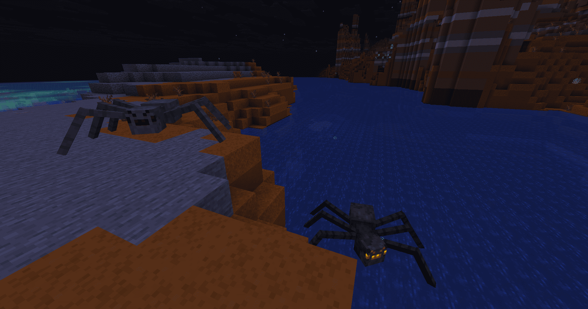 Two Water Skeeters, one in a river, the other dried out on the shore