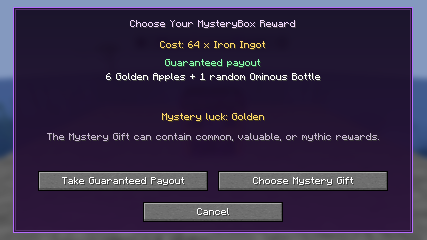 MysteryBox reward selection interface