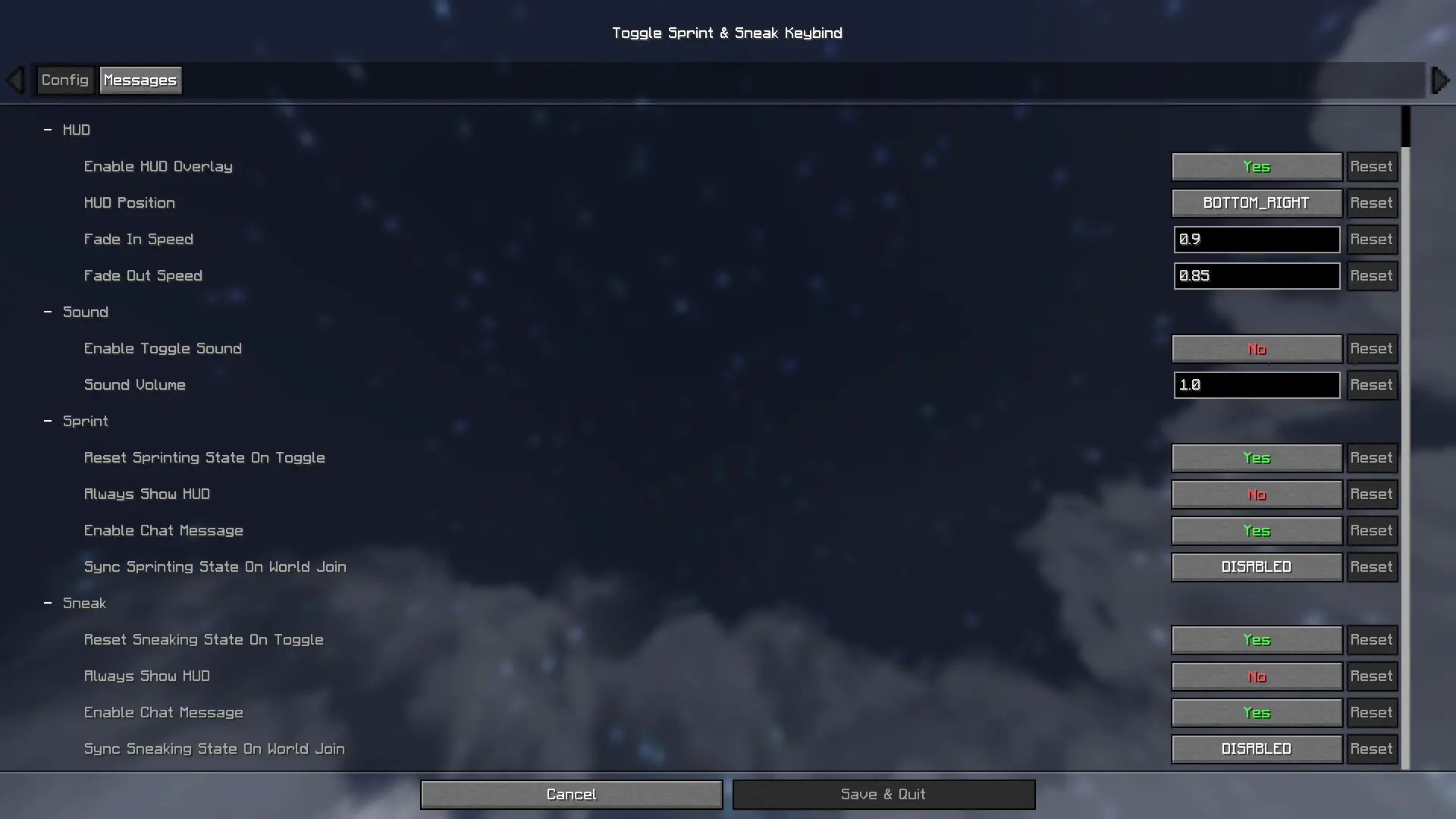 Configuration Menu