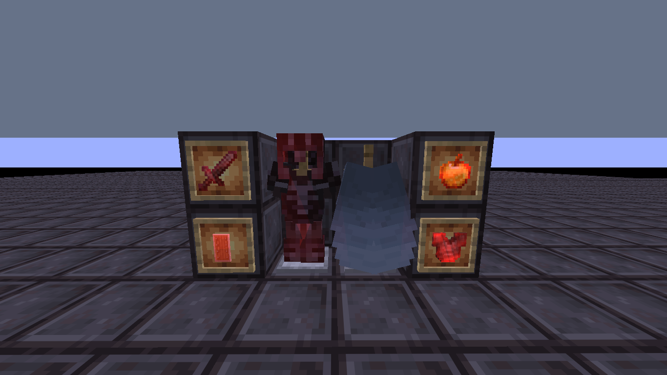 Item frame with armor and armor stands with elytra and trimed armor