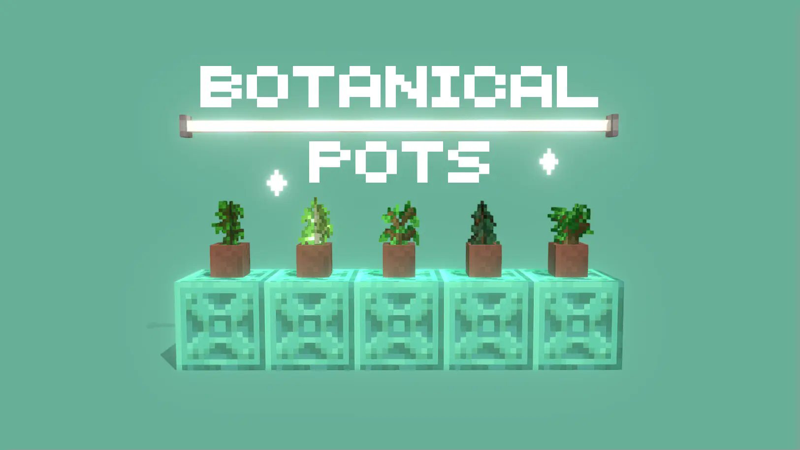 "Botanical Pots" - The title image, showing 5 pots standing in a row.