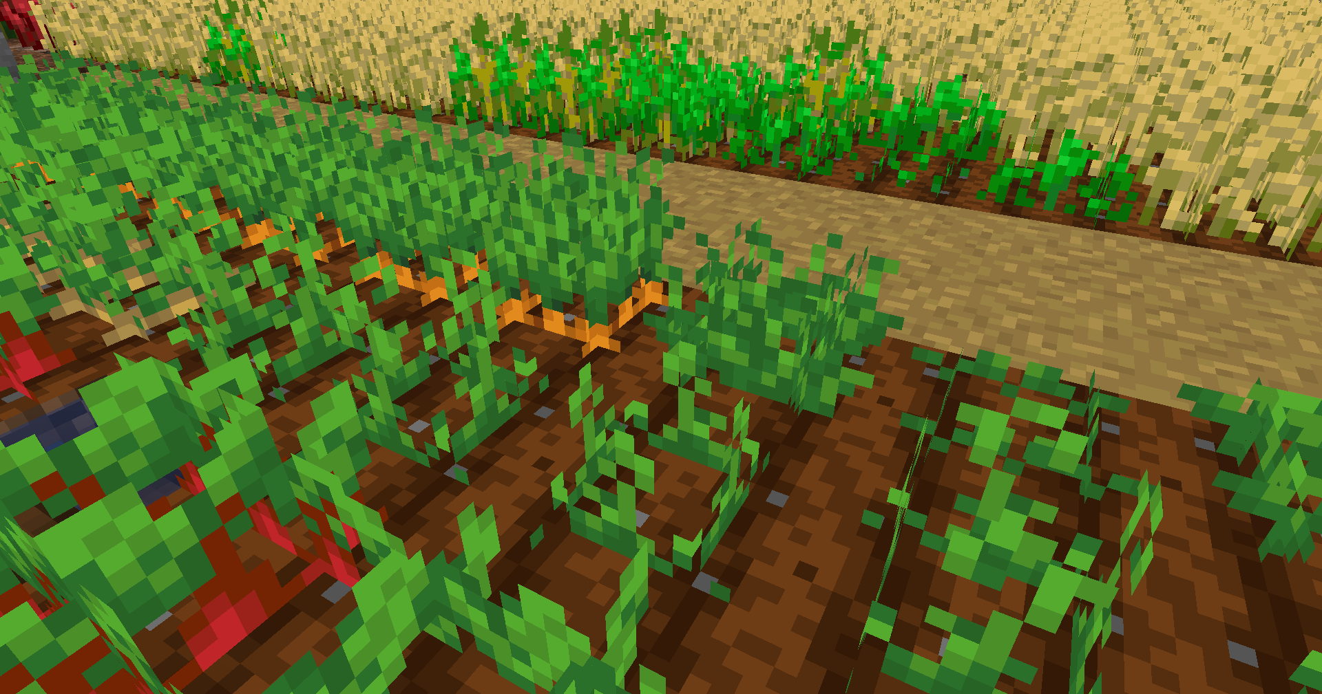 A screenshot of crops with the resource pack applied