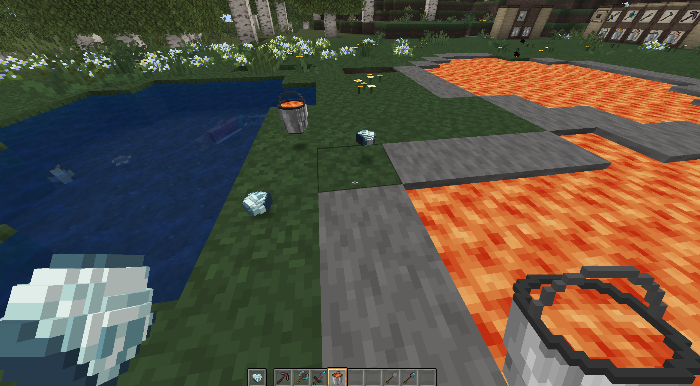 PixelBlades with Ashen_16x... This image showcases Pixelblades resource pack working along side other resourcepacks, in this case, ashen_16x resource pack.