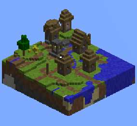 Image showing a 3x3 isometric HUD view of a village