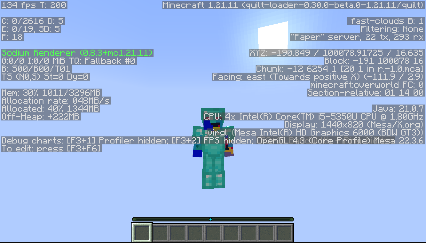 Showing FPS with the mod sodium
