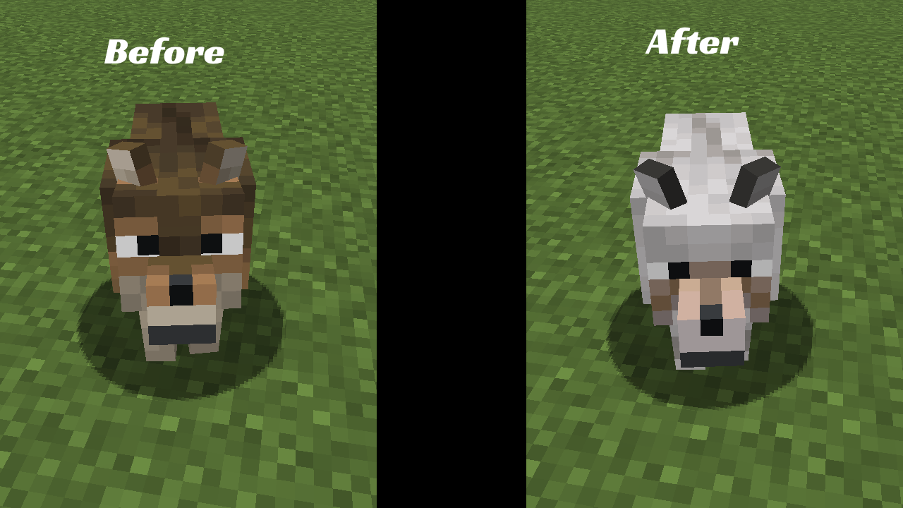 Before and After of using the pack with fresh animations