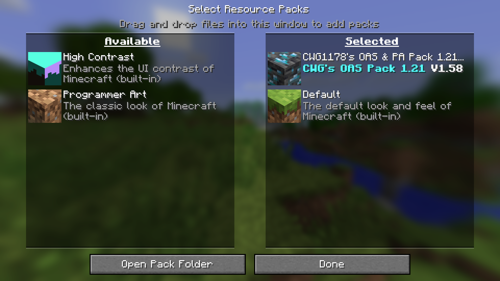 Put the Resource Pack in that order