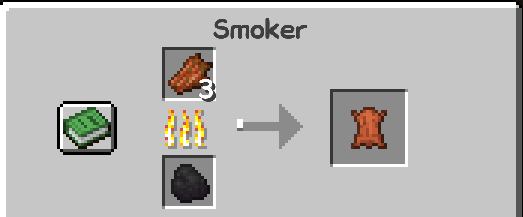 A Smoker smelting rotten flesh into leather
