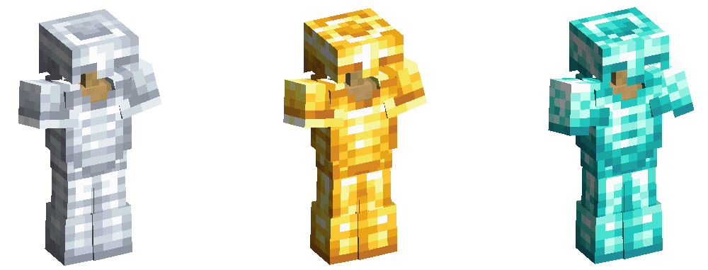 3 renders of the new iron, gold and diamond armor