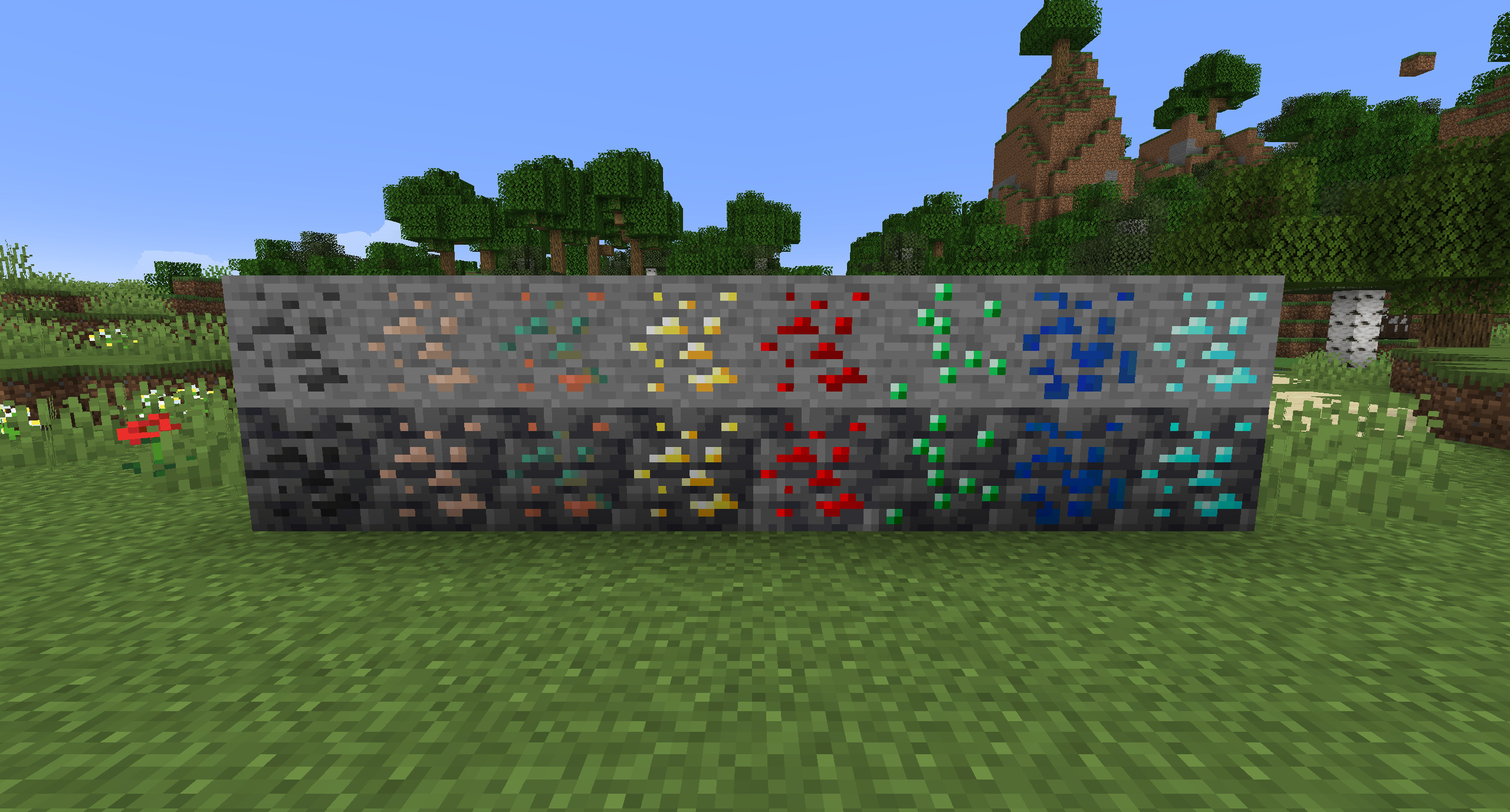 A showcase of all the ores lined up