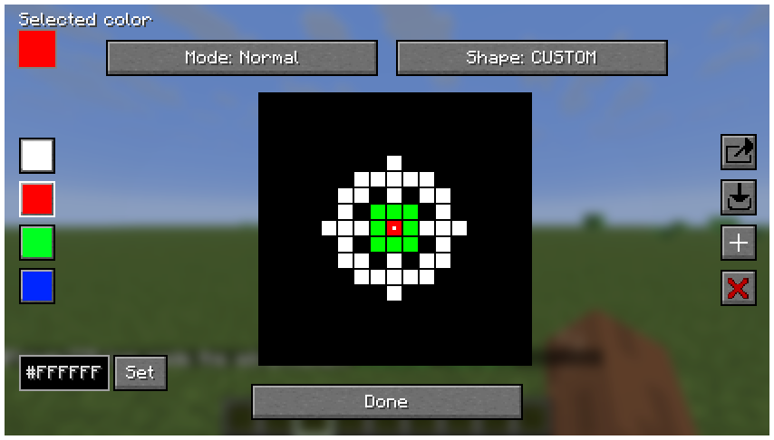 Screenshot of crosshair drawing screen