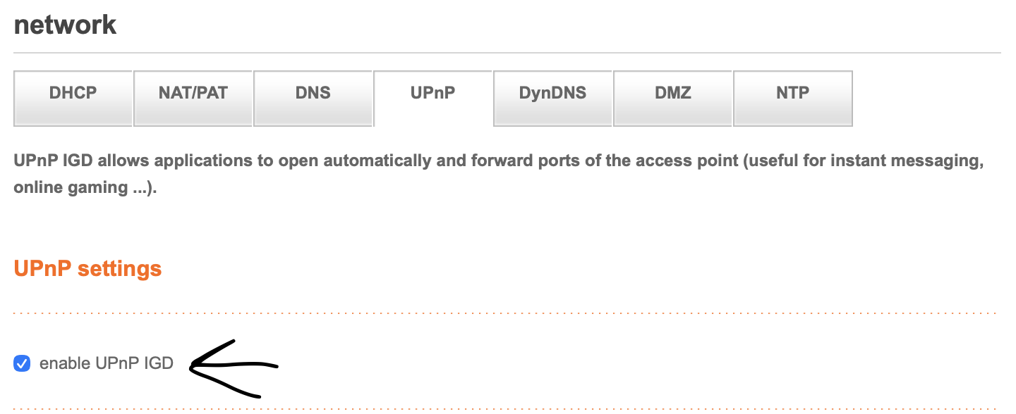 Tick "enable UPnP IGD"