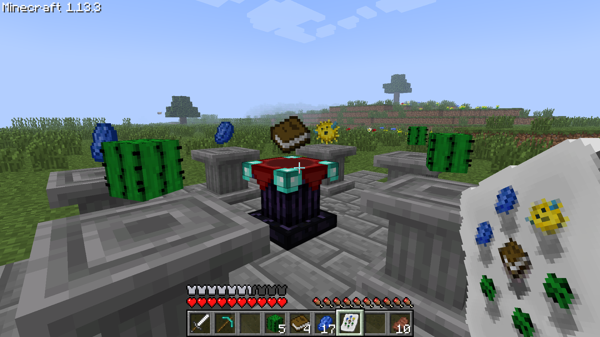 Player replicates a recipe on their hand to enchant a book.