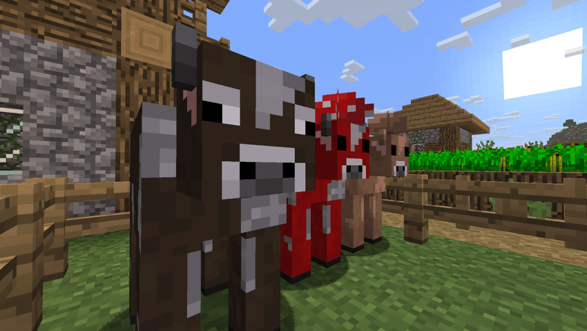 Cow and mooshrooms with 2D faces
