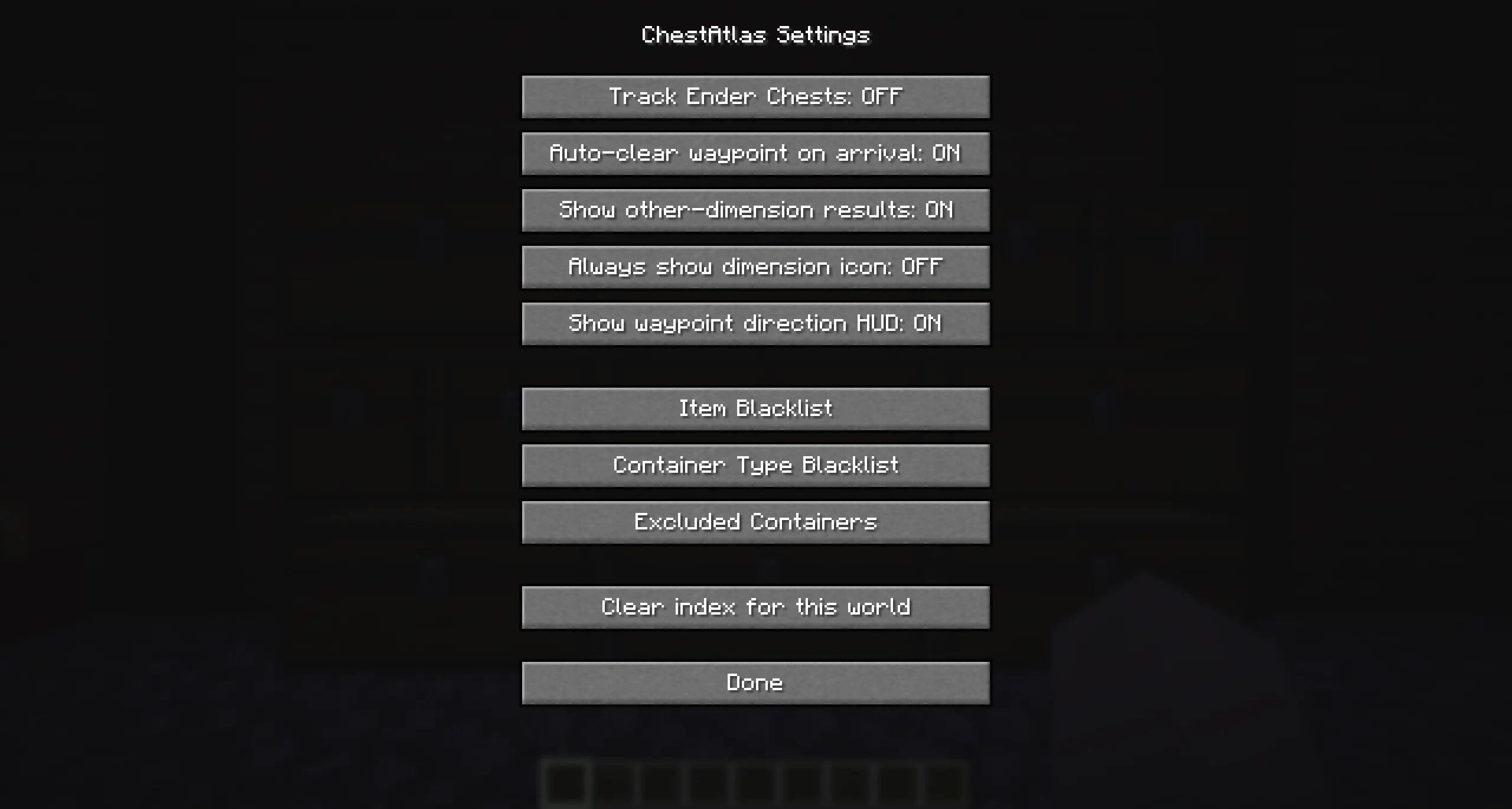 The Settings screen