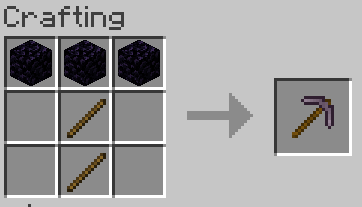 obsidian pickaxe in crafting table