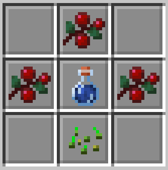 RED WINE RECIPE - Three sweet berries, one wheat seed, and a water bottle.