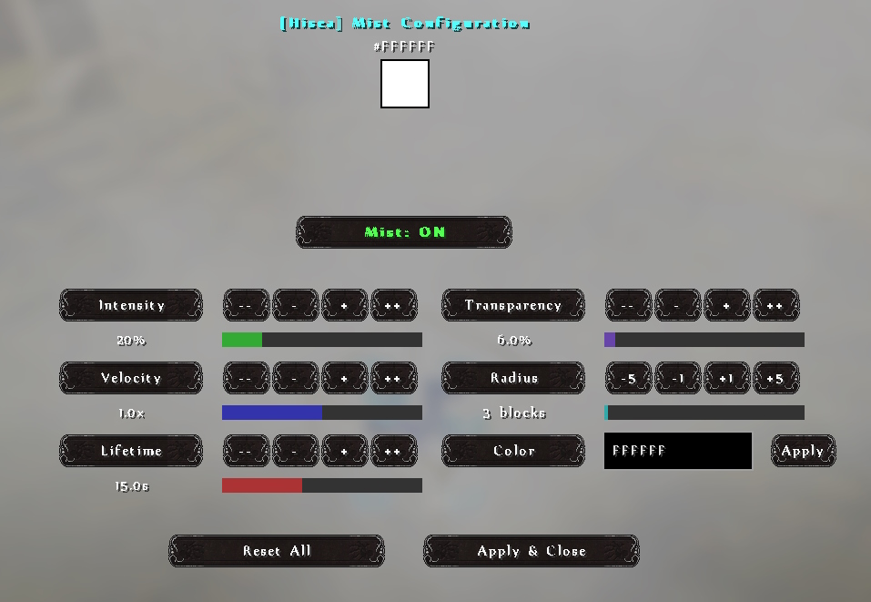 The config screen