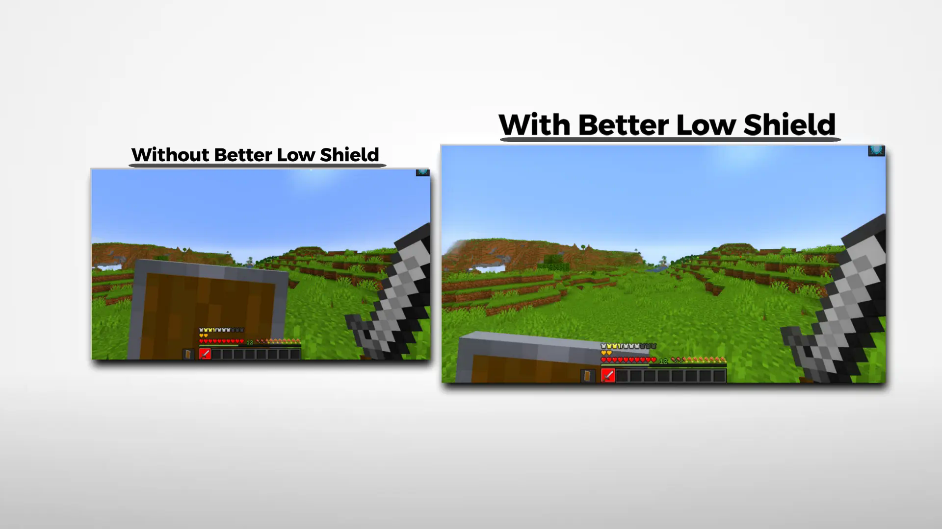 comparison with and without the pack
