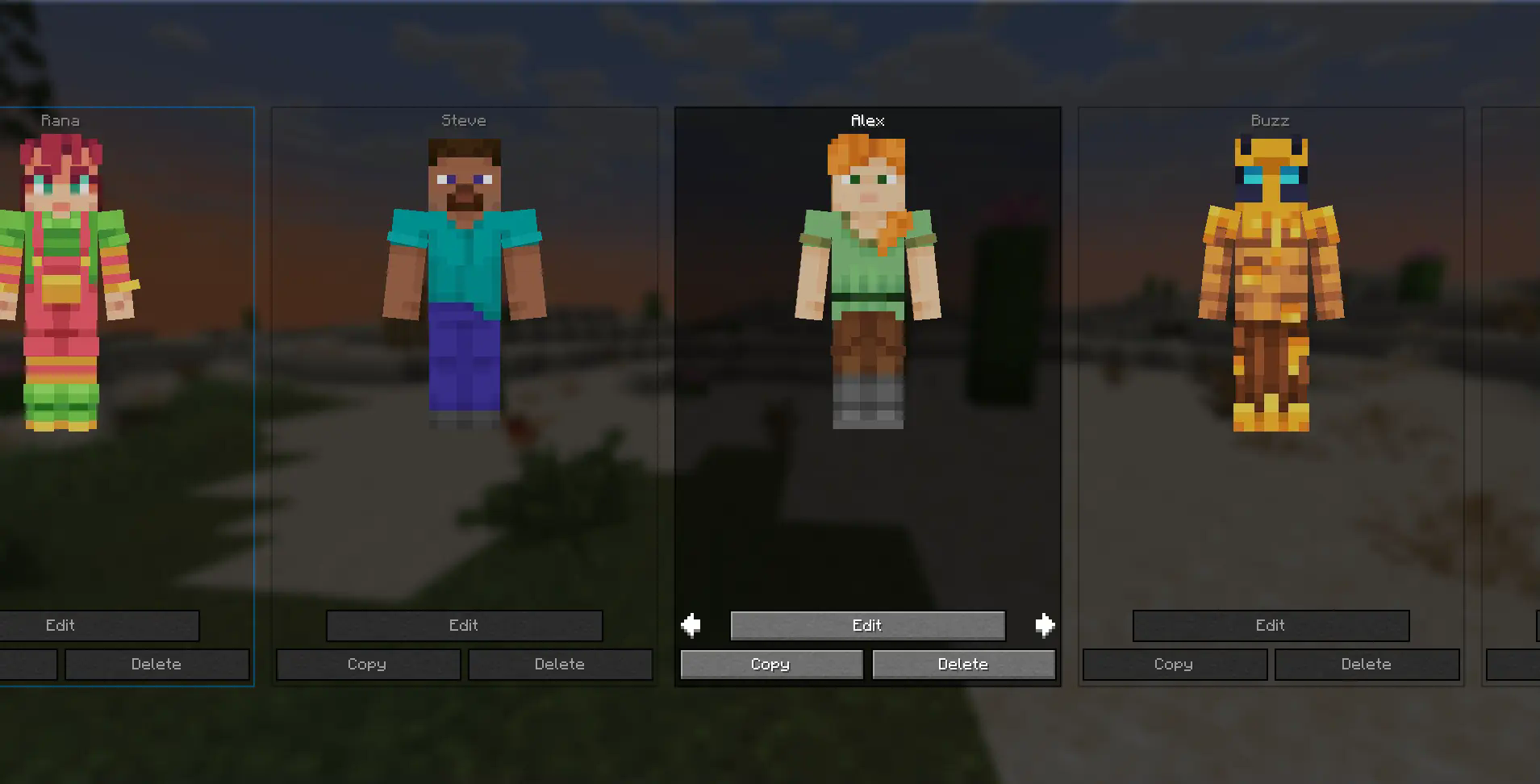 Skin Selection Menu