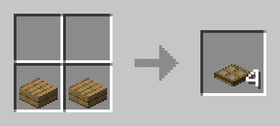 2 slabs placed next to each other horizontally to craft 4 trapdoors