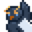 pixel art of a penguin waving, based on the interpretation from the 2023 minecraft mob vote