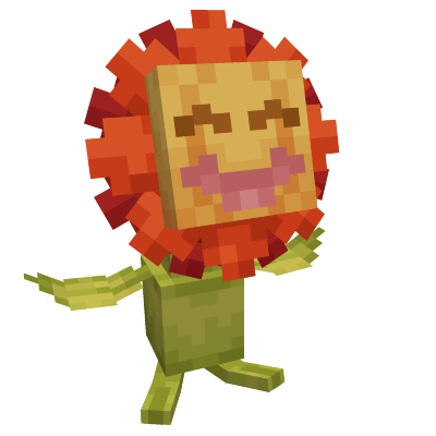 A "Blazing" Sunflora, a Sunflora with red petals, laughing