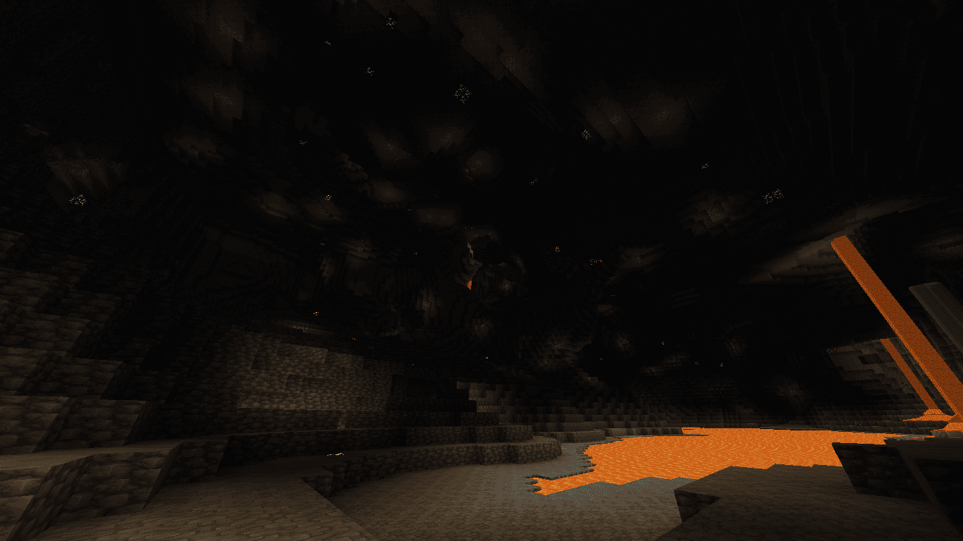 Ores Glow in the cave.