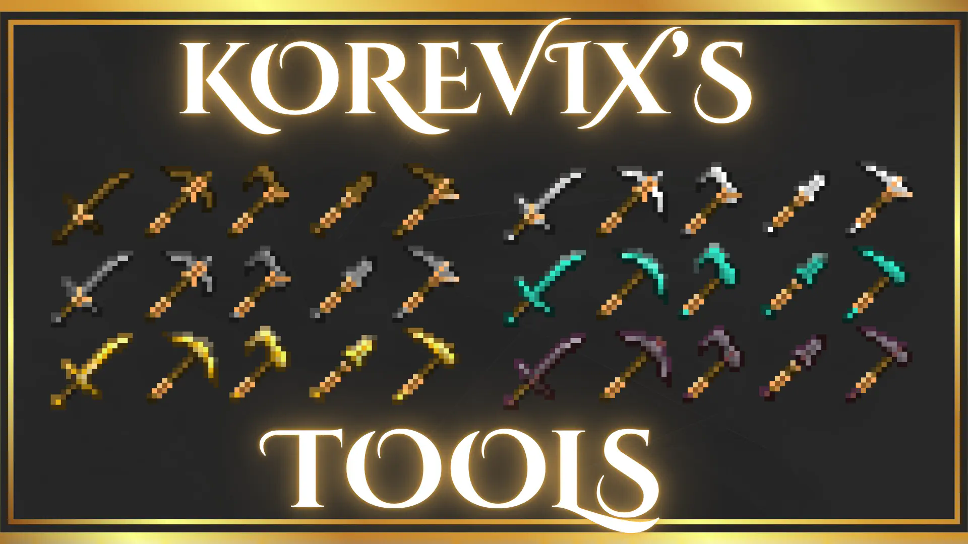 What all the tools look like (Doesn't include trident or bow)