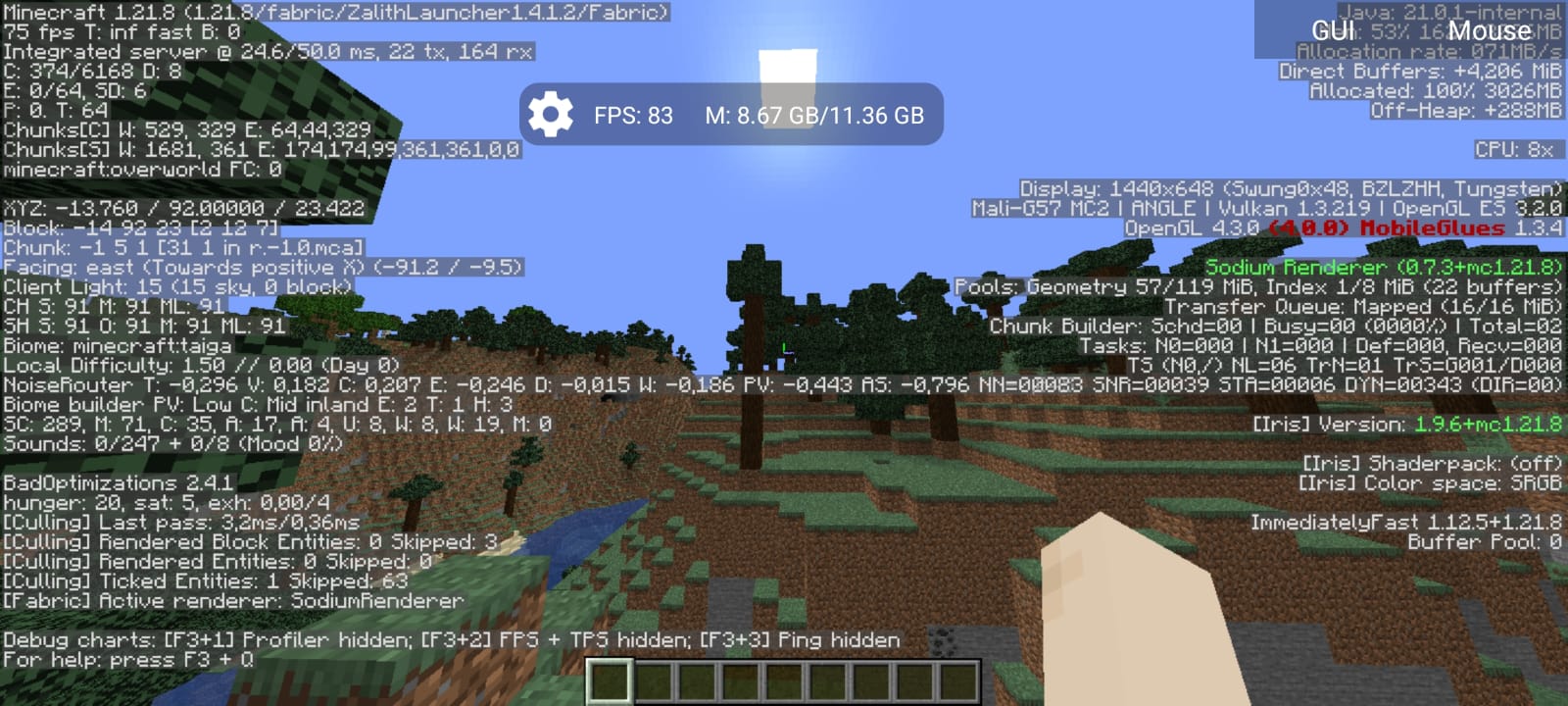In this image i show the performance of this modpack