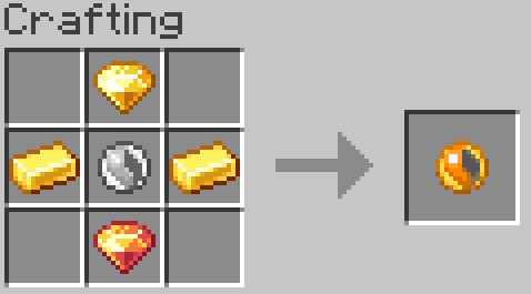top: electric gem, middle: mega stone, sides: gold ingot, bottom: fire gem