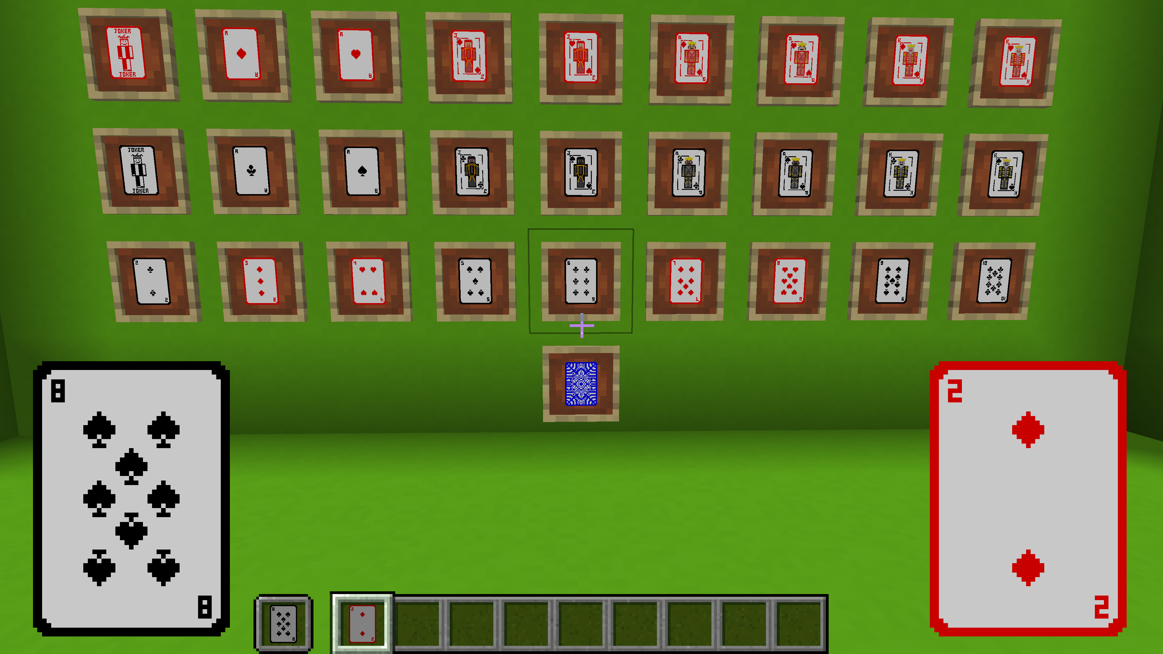 Cards on wall and held in hands