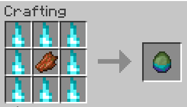 Crafting recipe for a spawn egg using 8 souls and a mob item.